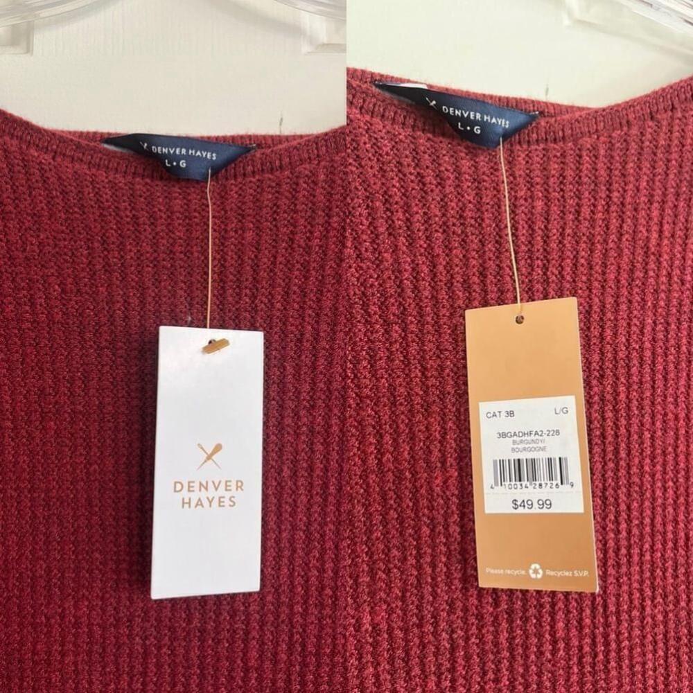 NWT Denver Hayes Boat Neck Pullover Sweater Large Burgundy - Picture 4 of 9